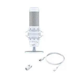 HyperX QuadCast S RGB USB Condenser Microphone with Shock Mount and Pop Filter for Gaming, Streaming, Podcasts, White