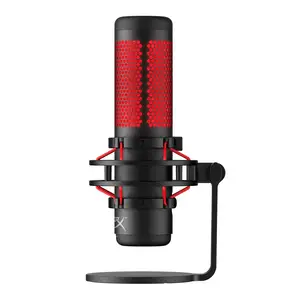 HyperX QuadCast - USB Condenser Gaming Microphone, for PC, PS4, PS5 and Mac, Anti-Vibration Shock Mount, Four Polar Patterns, Pop Filter, Gain Control, Podcasts, Twitch, YouTube, Discord, Red LED