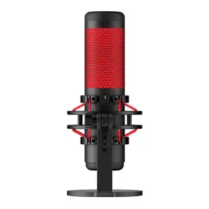 HyperX QuadCast - USB Condenser Gaming Microphone, for PC, PS4, PS5 and Mac, Anti-Vibration Shock Mount, Four Polar Patterns, Pop Filter, Gain Control, Podcasts, Twitch, YouTube, Discord, Red LED